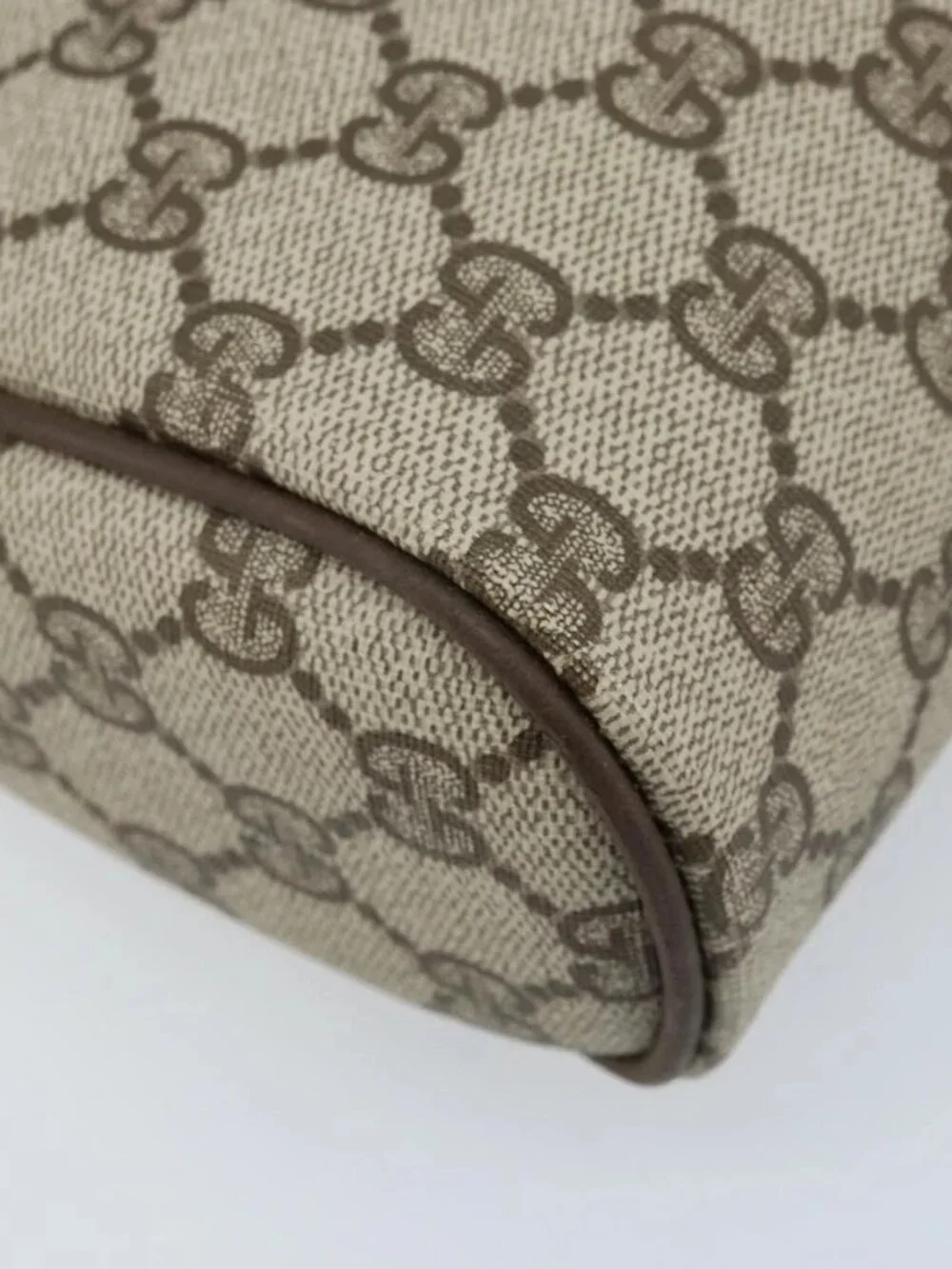 GUCCI GG Supreme Web Sherry Line Bag PVC Beige Gold 98 30 014 3553 Auth ka3094 - Picture 10 of 16